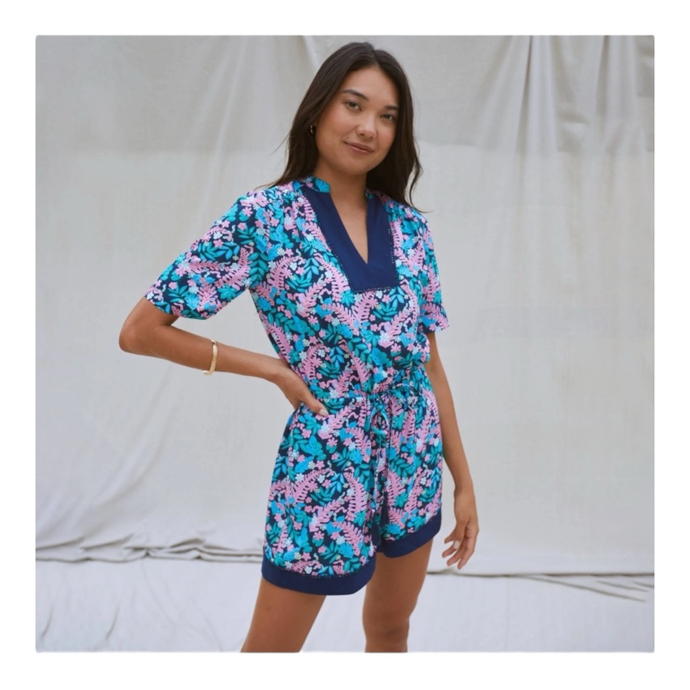 Reyn Spooner Blue and Pink Floral Jumpsuit